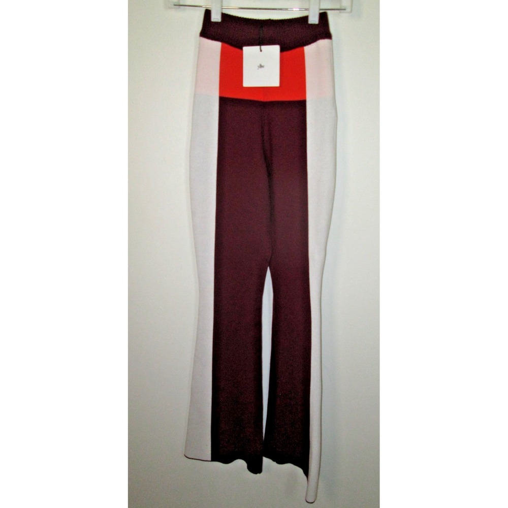 YLLW  Set Colorblock Size XS/S Burgundy Orange Knit‎ Cropped Top Flare Pants - Picture 7 of 12